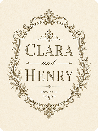 vintage wedding logo with engraved typography