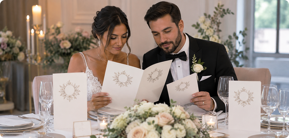 wedding logo design for menus programs and table cards