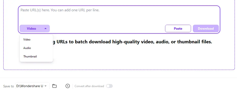 UniConverterで動画を選び、保存先を指定する画面