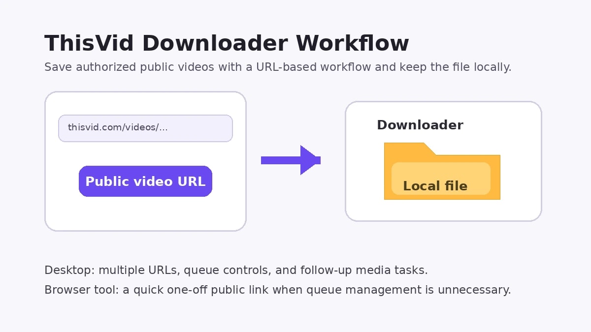 ThisVid downloader workflow from a public video URL to a local file