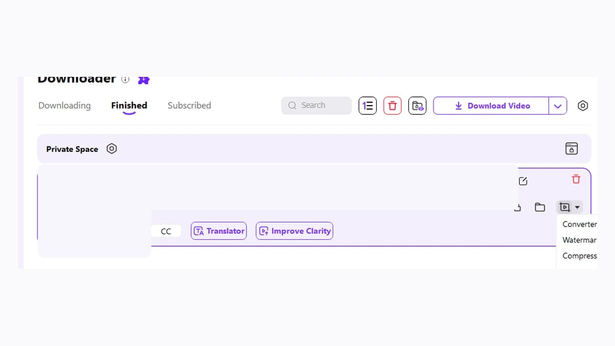Real UniConverter Downloader Finished tab with completed file controls