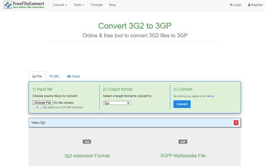 Convert 3G2 to 3GP Online with Freefileconvert