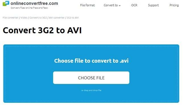 Convert 3G2 to AVI Online with Onlineconvertfree
