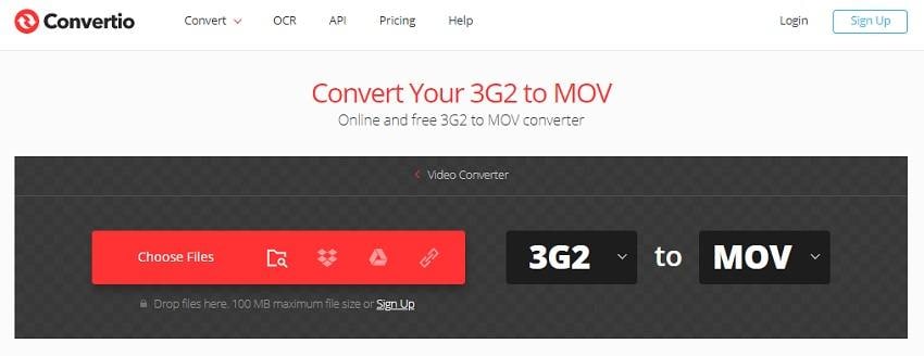 Convertir 3G2 a MOV con Convertio