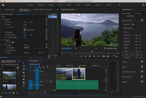 screen view of adobe premiere elements