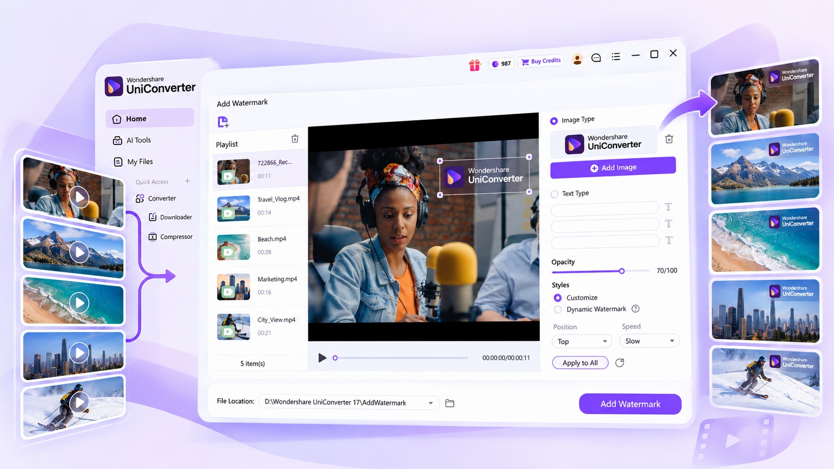 Export a video with a UniConverter watermark