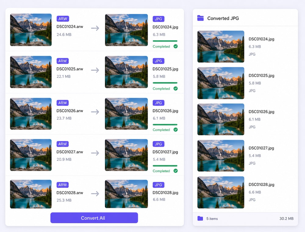 Create JPG Delivery Copies From Your Supported ARW Collection