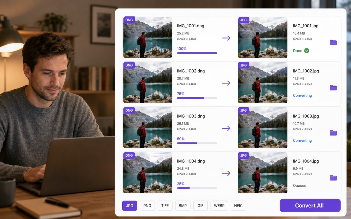 Batch Convert DNG to JPG for Multiple Photos