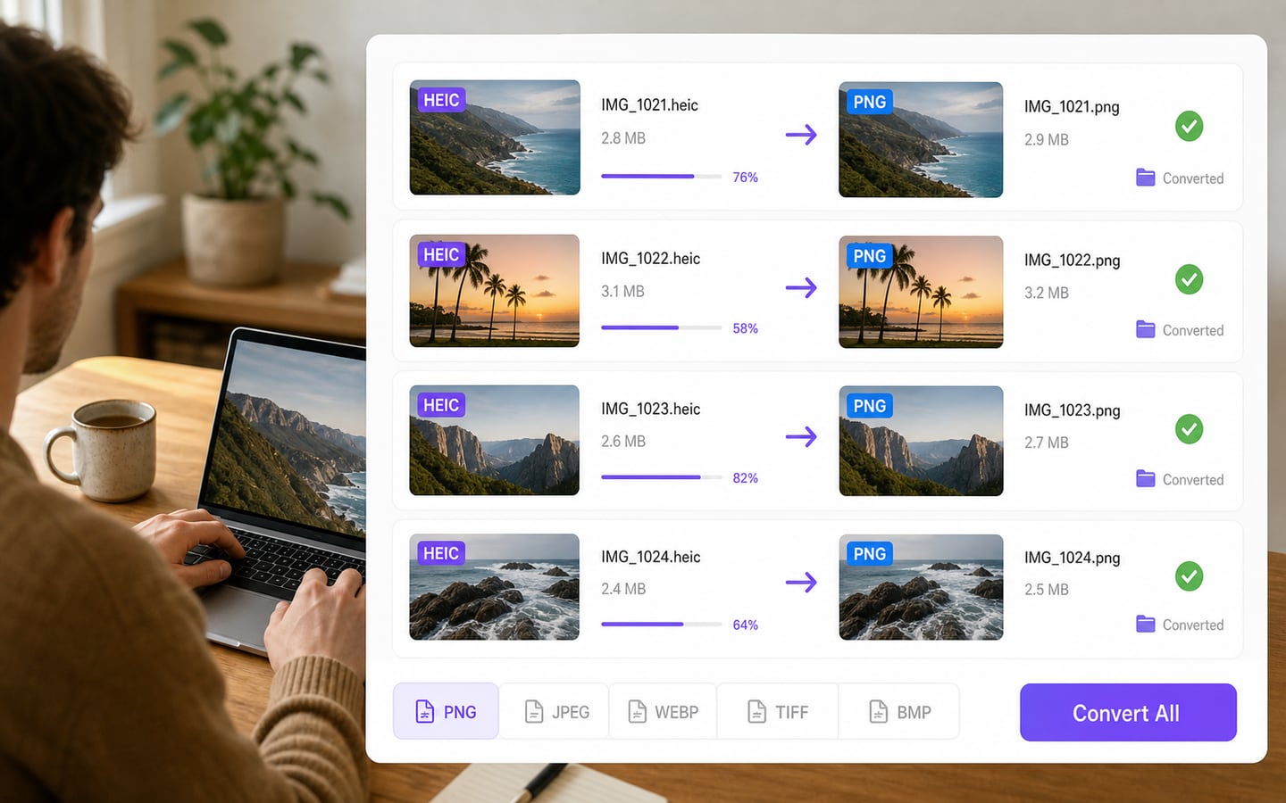 Batch Convert HEIC to PNG for Multiple Photos