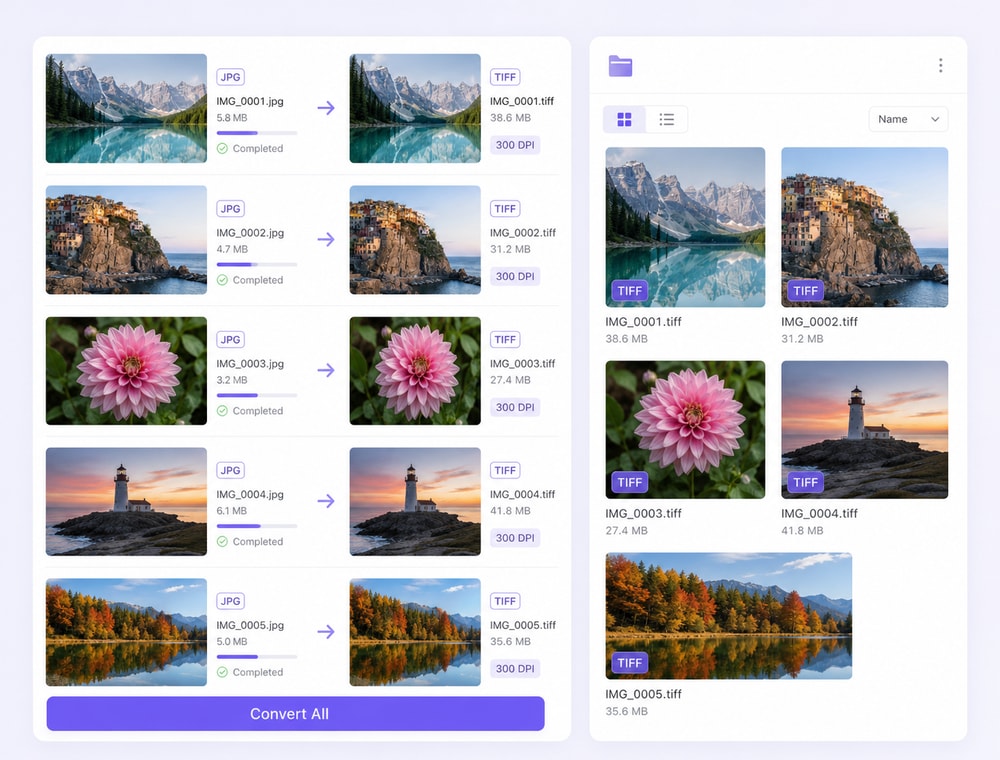 Create TIFF Copies from Your JPG Collection
