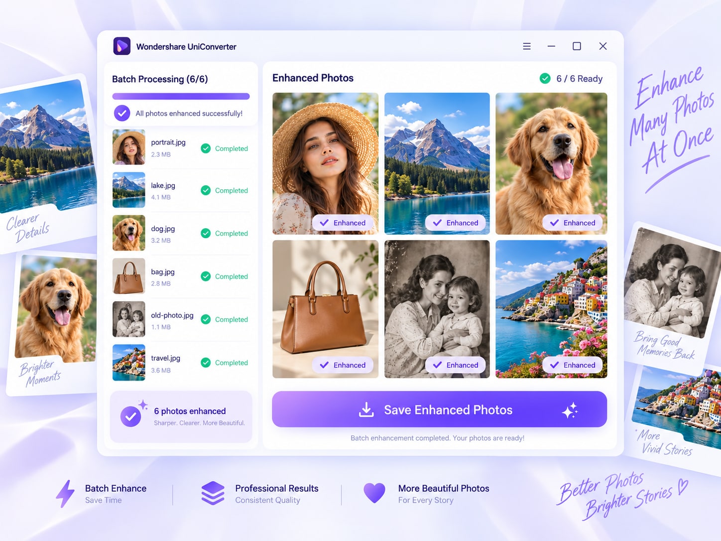 Enhance up to 200 images in one batch