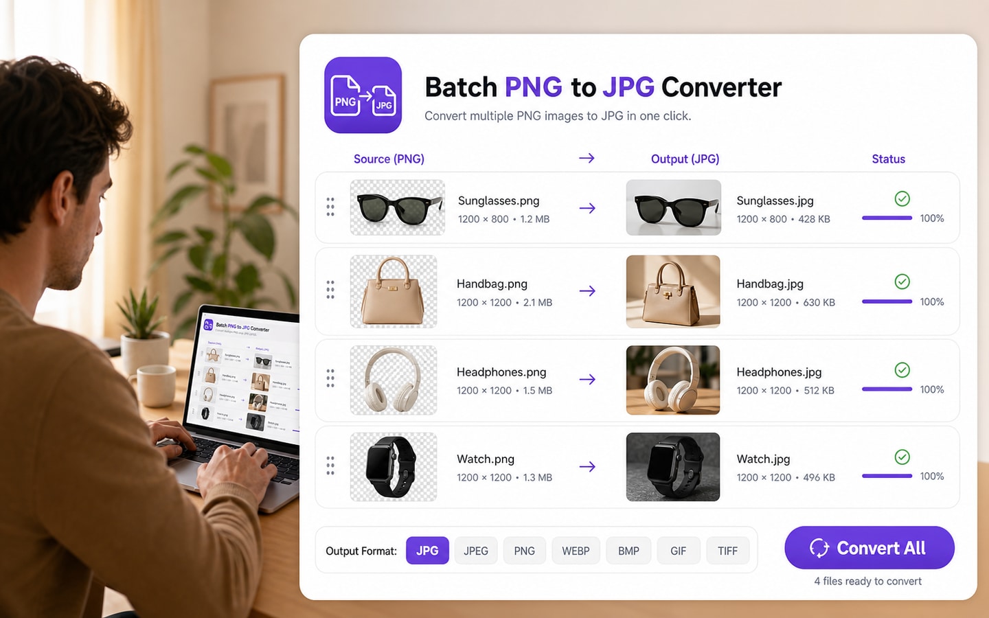 Batch PNG to JPG Converter for Desktop