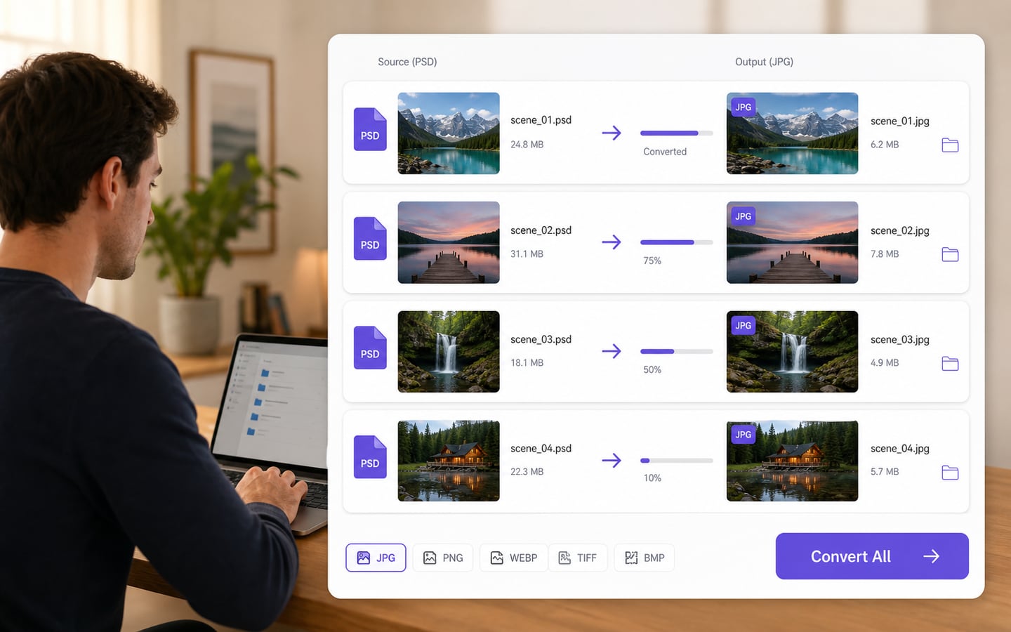 Batch PSD to JPG Converter for Multiple Images
