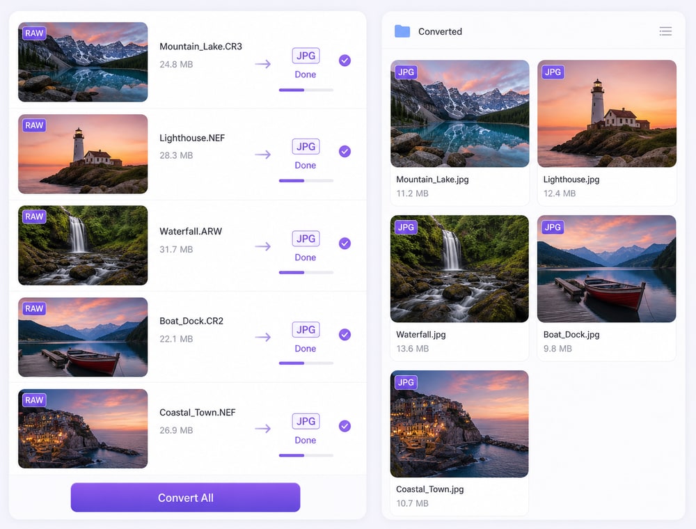Create JPG Delivery Copies from Supported Camera RAW Files