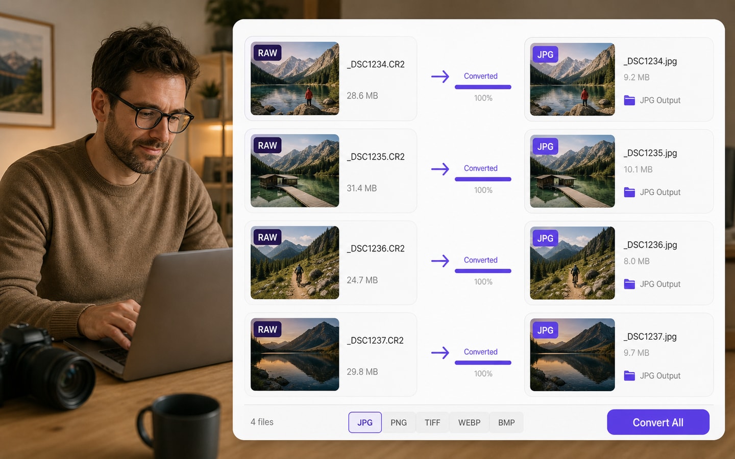 Batch RAW to JPG Converter for Camera Photos