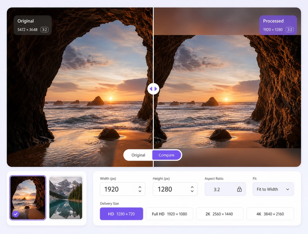 Review multiple pictures in one Desktop editing workspace