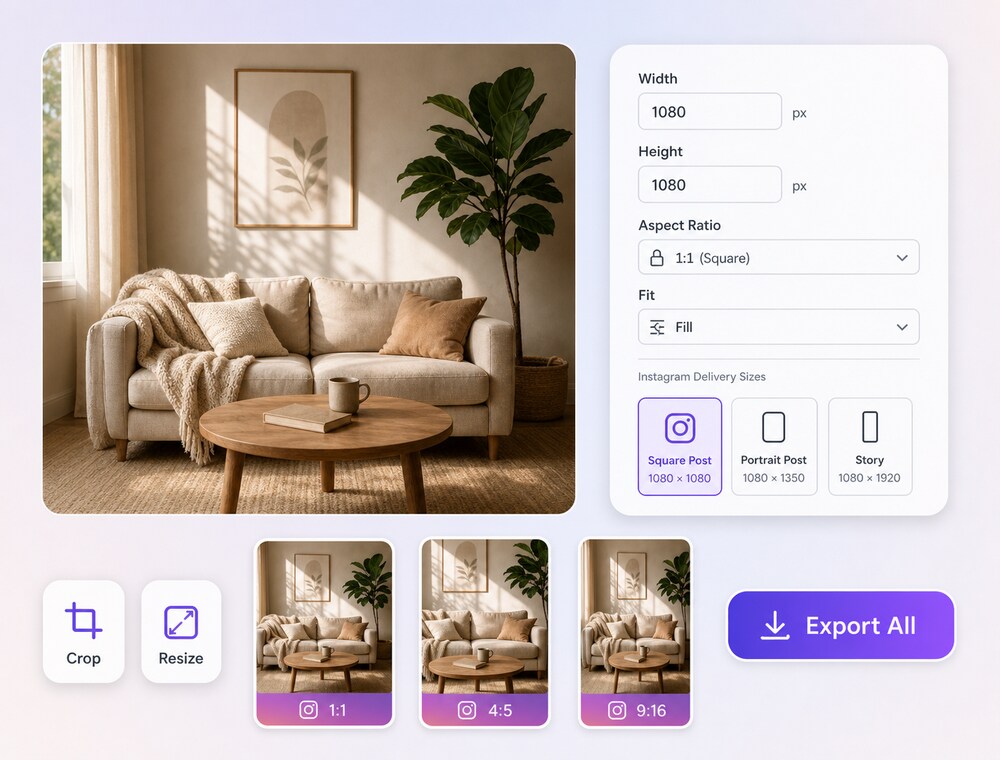 Finish related Instagram image edits in the same workspace