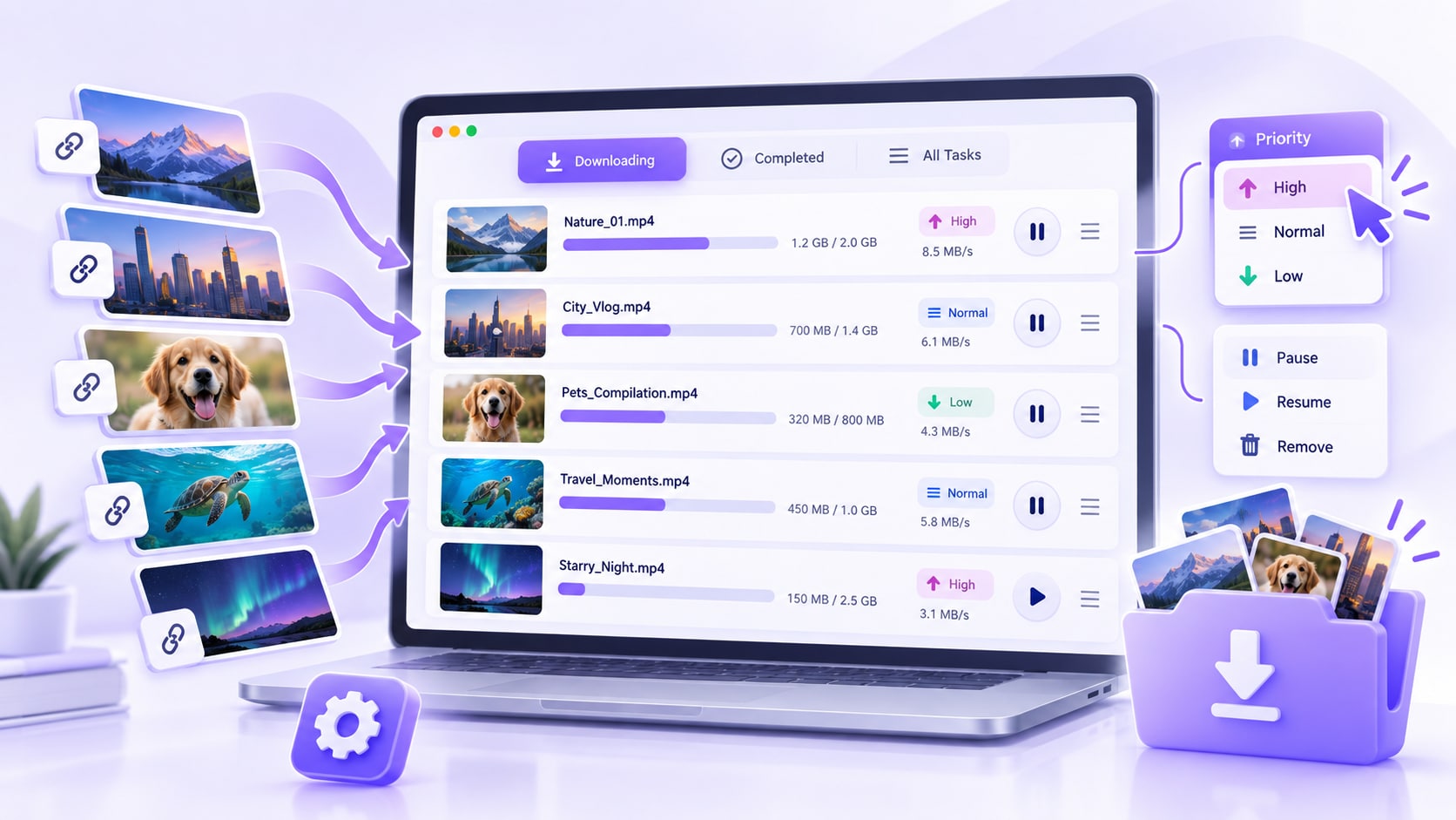 Manage Multiple Downloads in One Queue