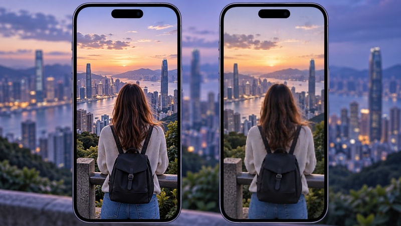 Clear local video compared with a blurry Instagram upload