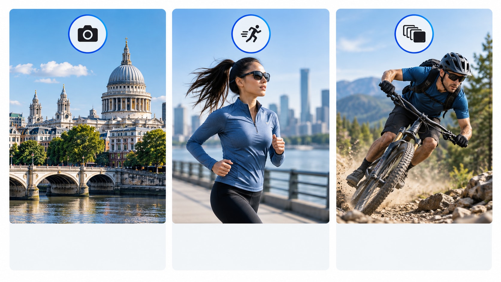 Visual guide to choosing Ray-Ban Meta Gen 2 video settings for detail, smooth motion or action