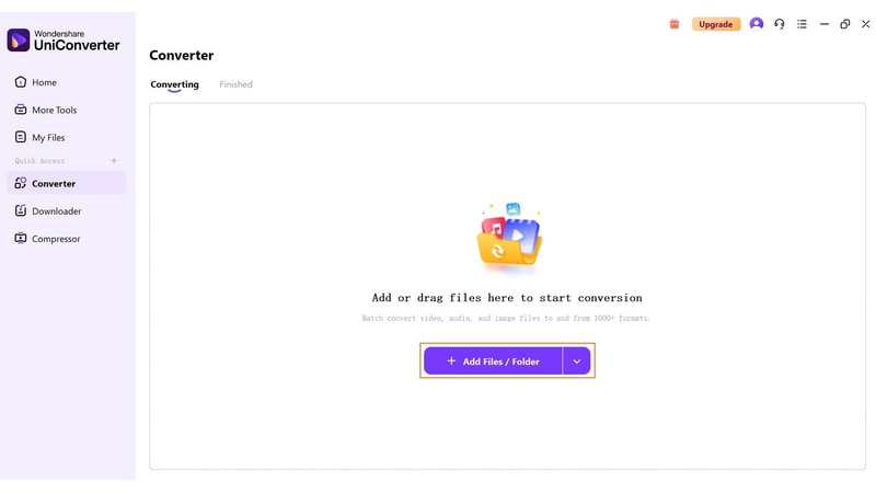 Importing an original video into UniConverter for Instagram preparation