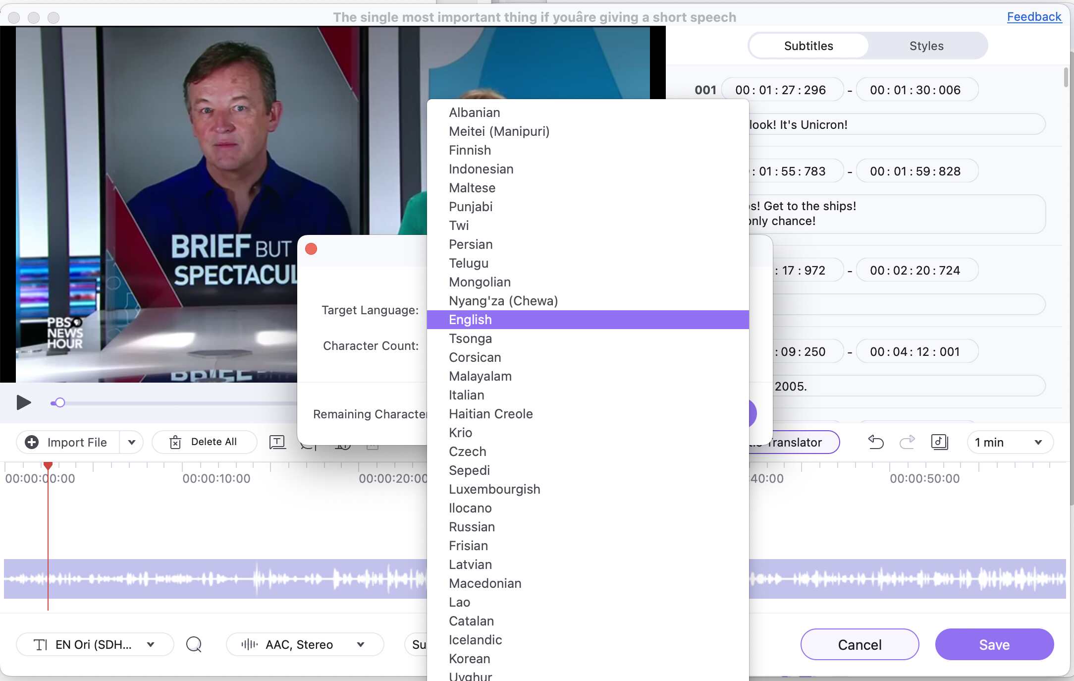 ai subtitle translator in uniconverter