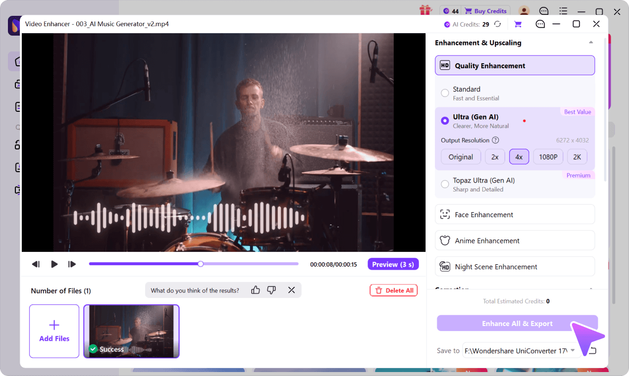 Preview and export the enhanced video