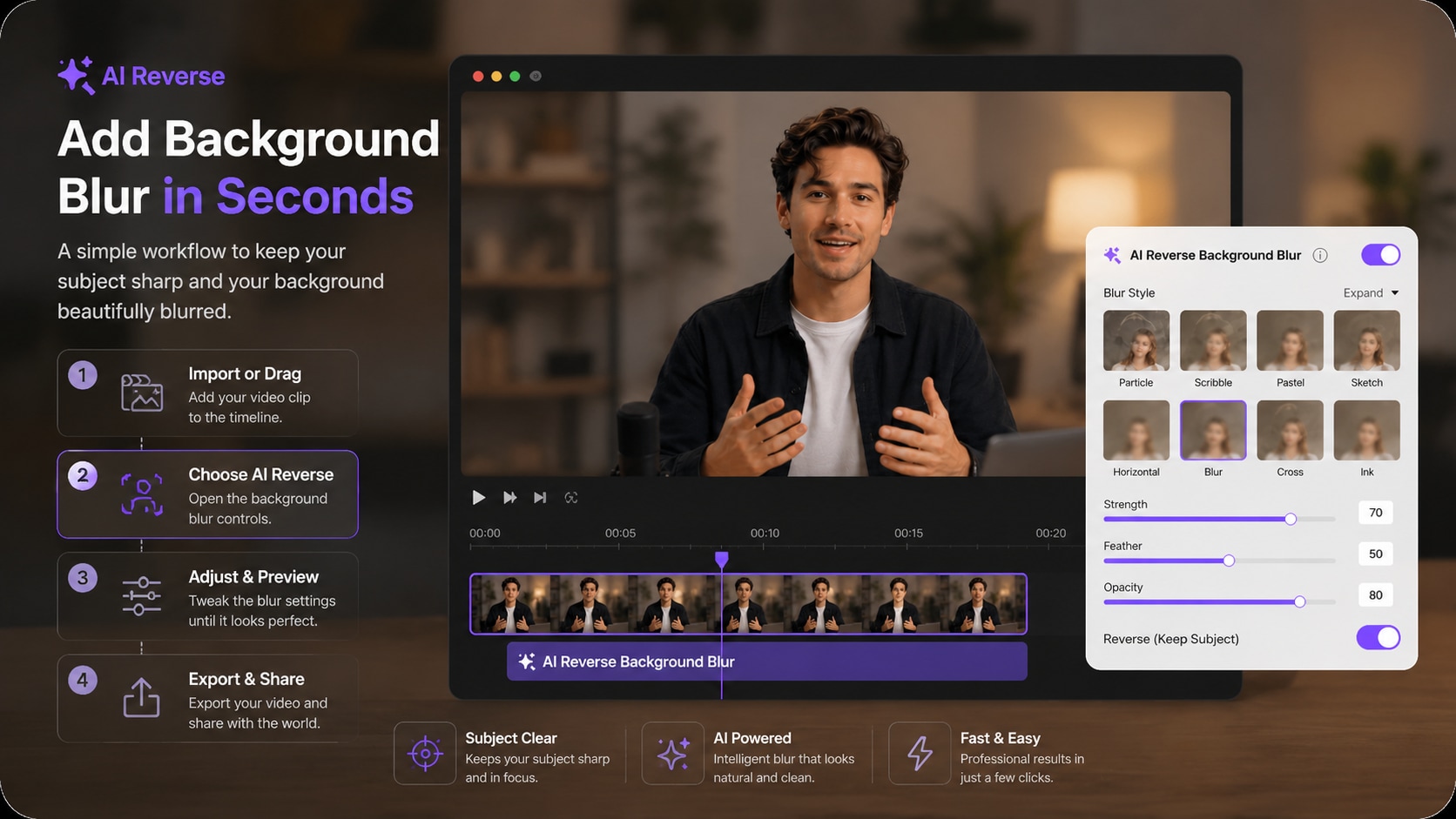 UniConverter AI video background blur desktop interface