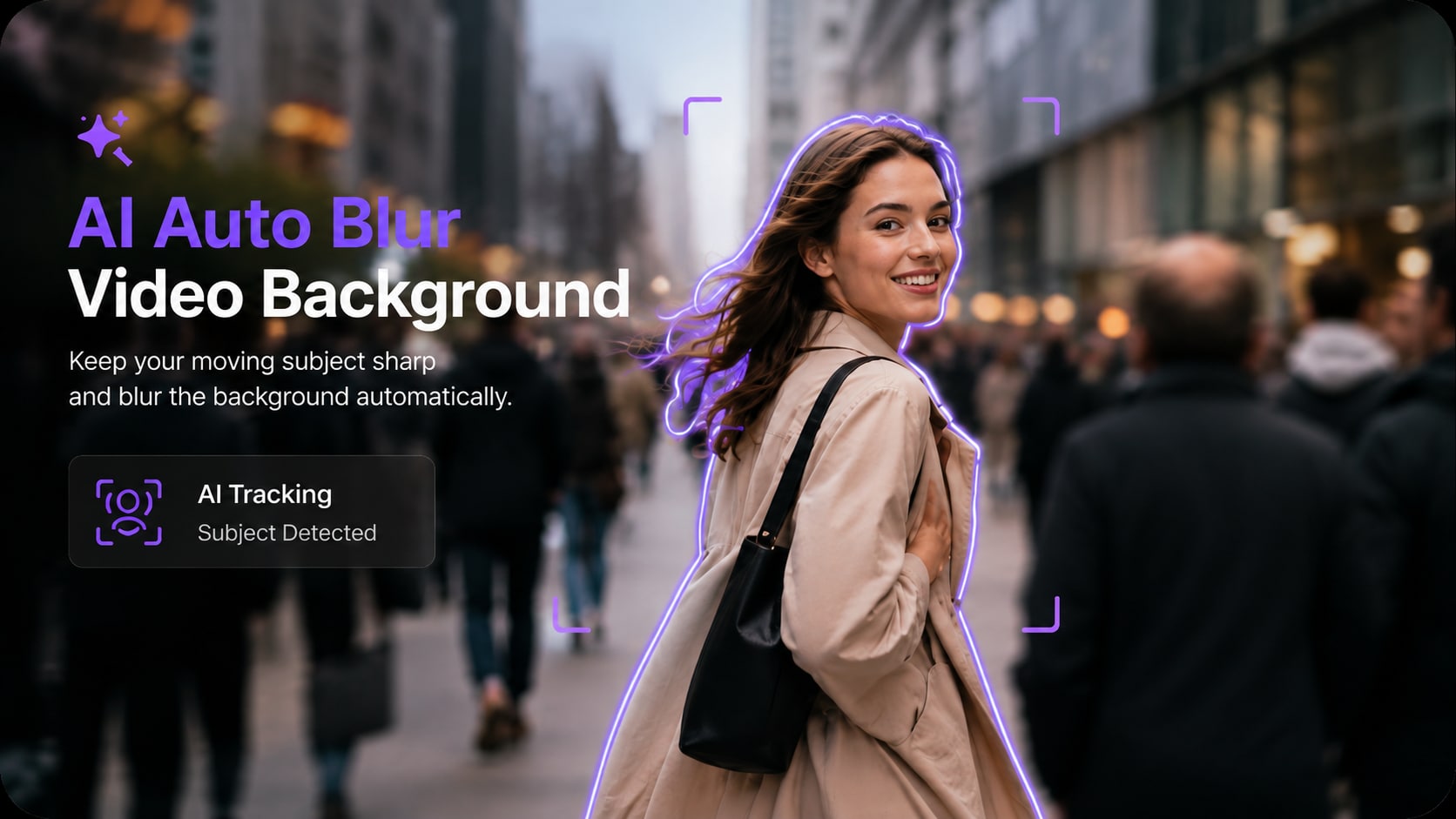 auto blur video background around a moving subject with AI tracking