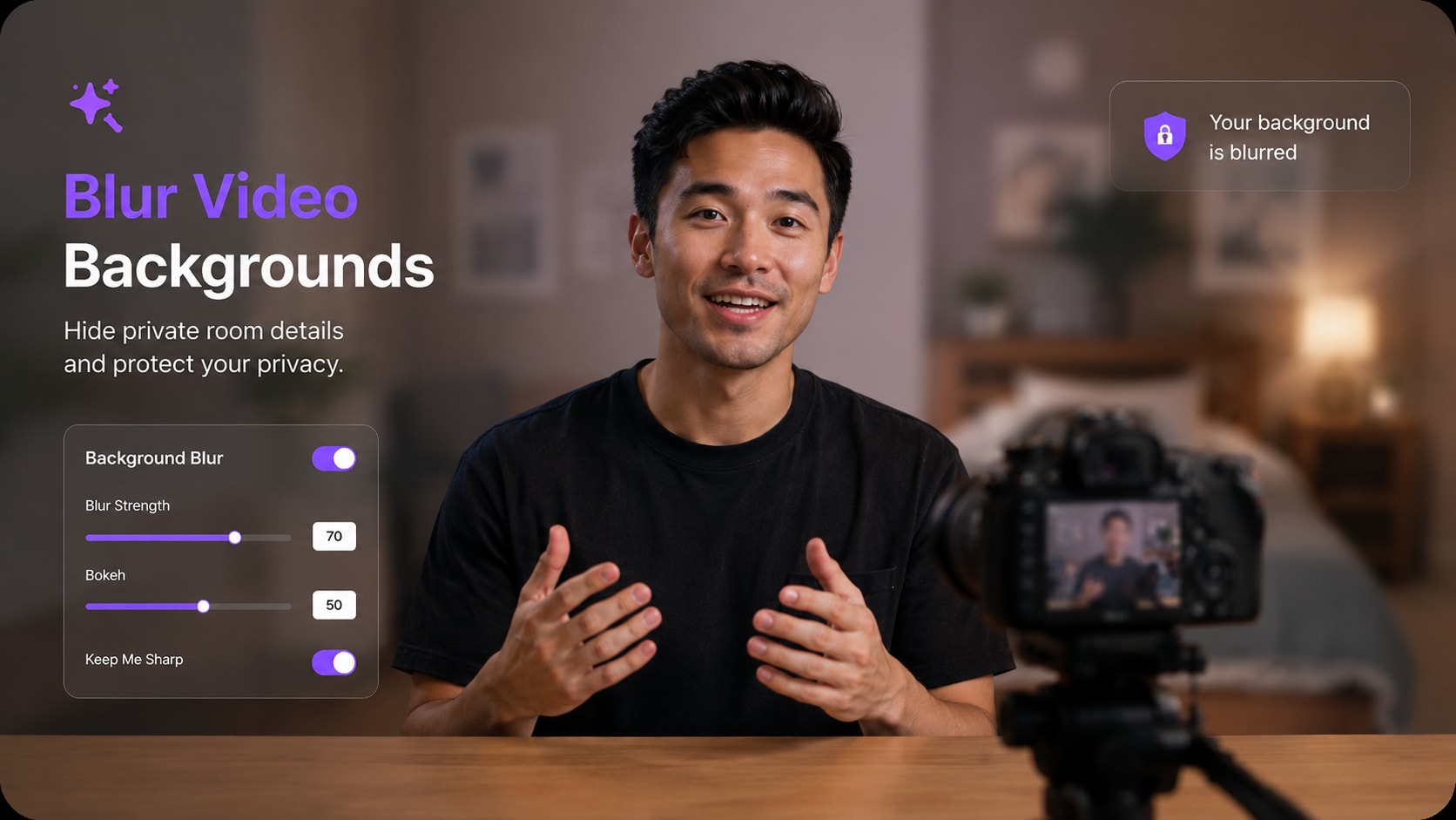blurred video background for a talking head