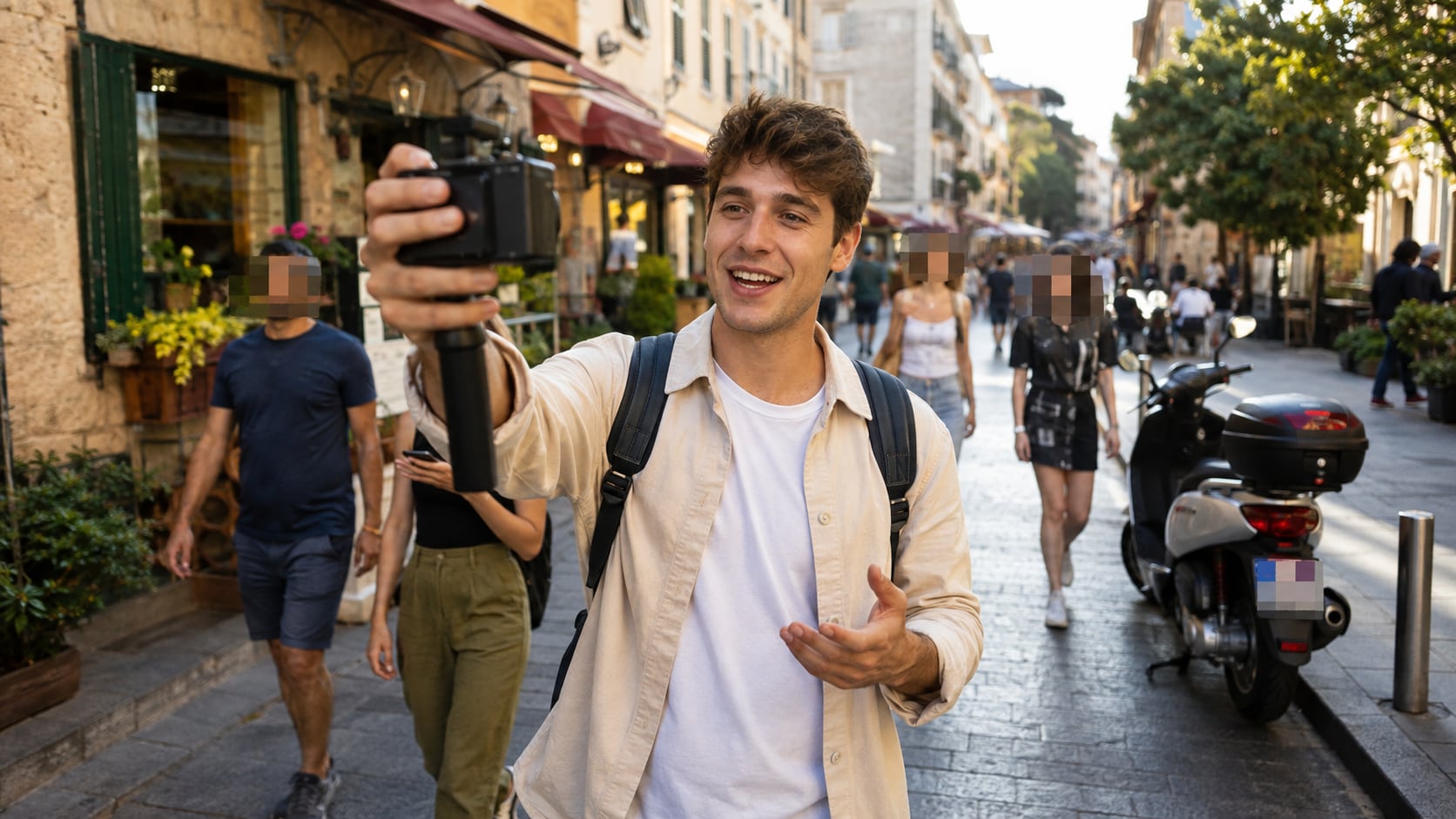 mosaic hiding bystanders in a vlog