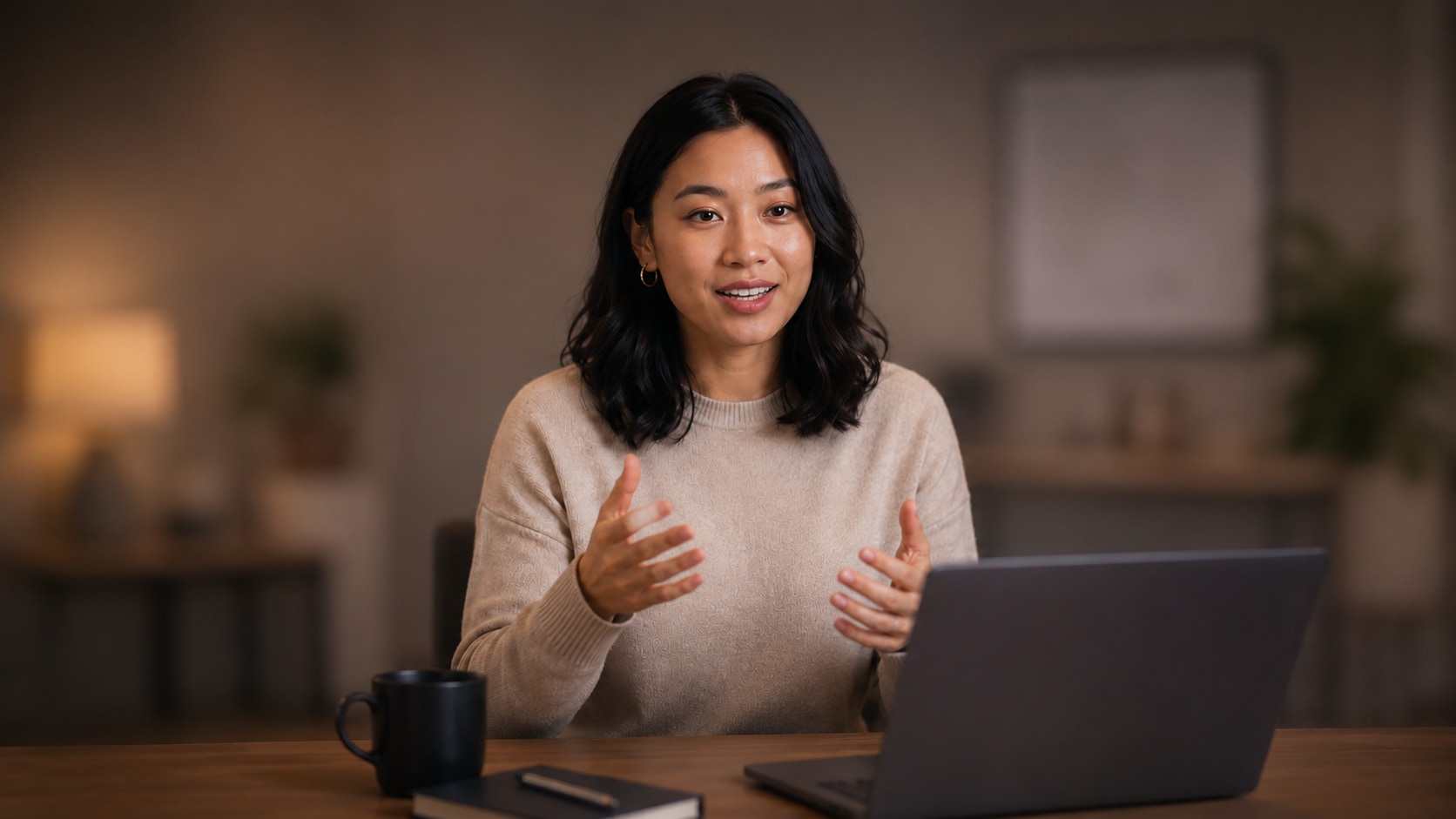 professional video with blurred background for talking head content