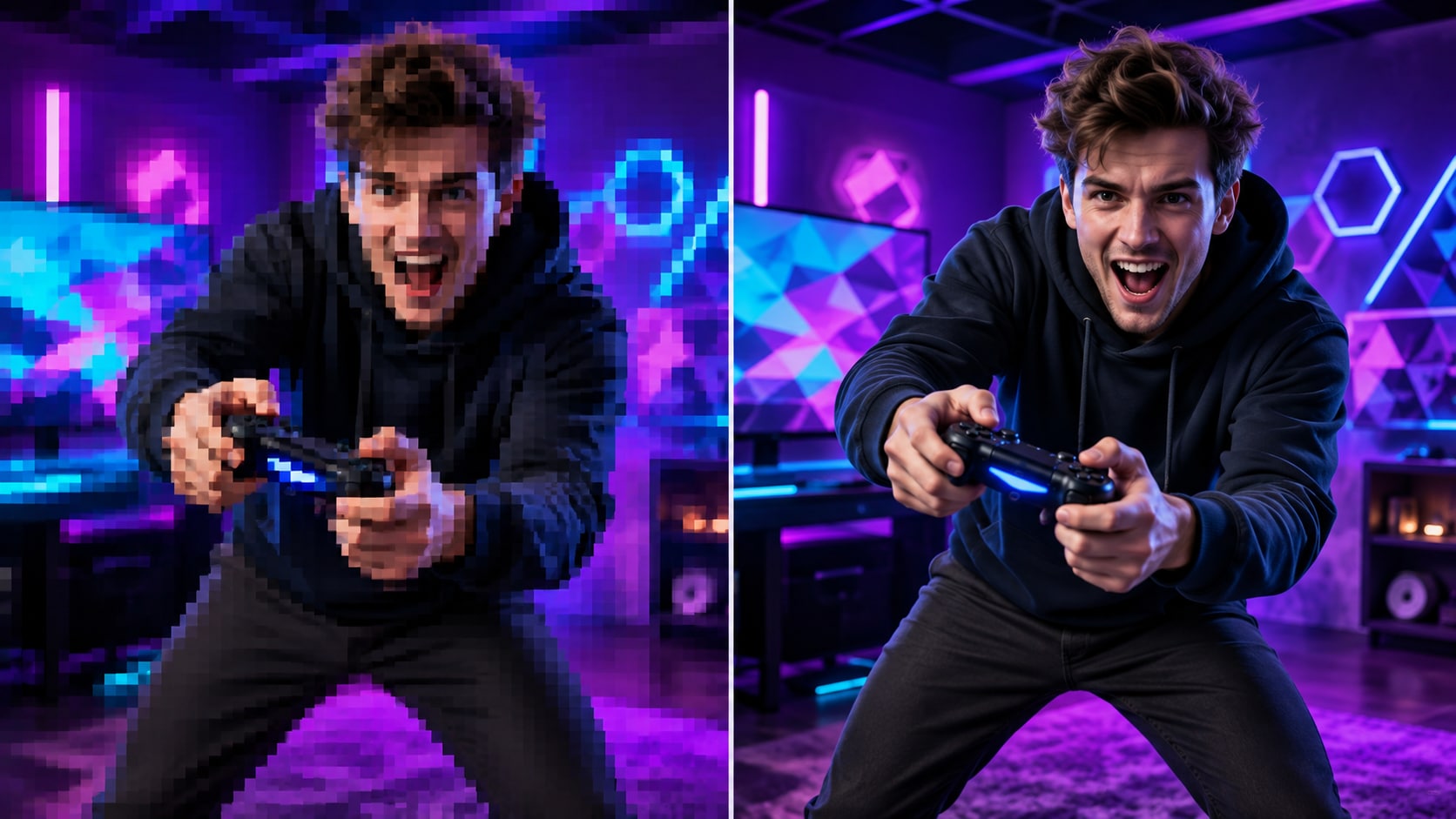 retro pixelated video effect used in gaming content