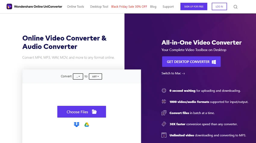 Convert auido to AIFF with Online UniConverter
