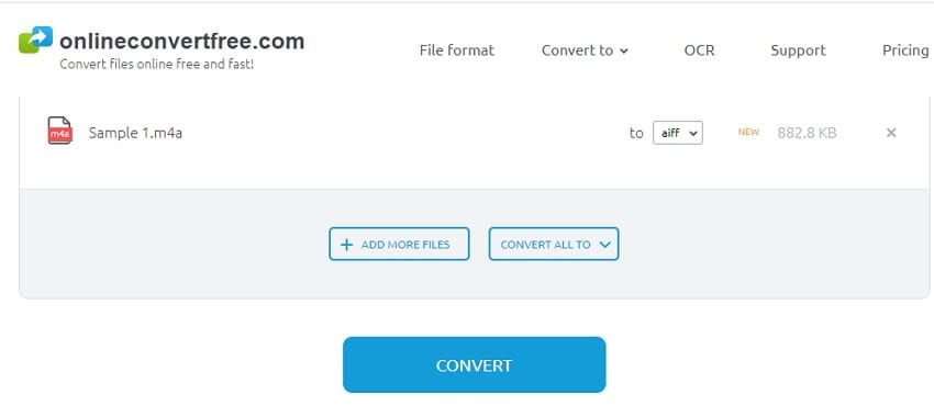 Convert M4A to AIFF online with Online Convert Free