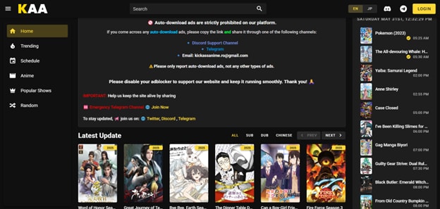 kickassanime interface