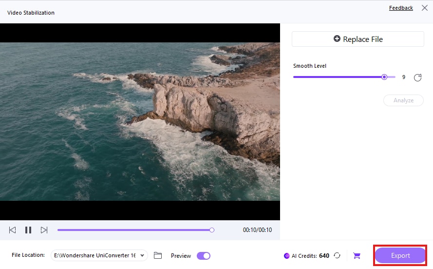 export your stabilized clip
