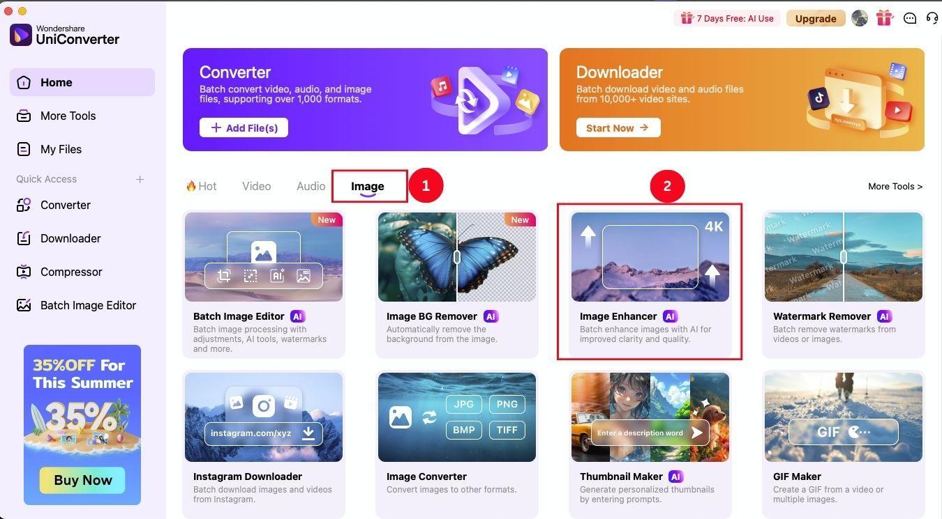 wondershare uniconverter image enhancer