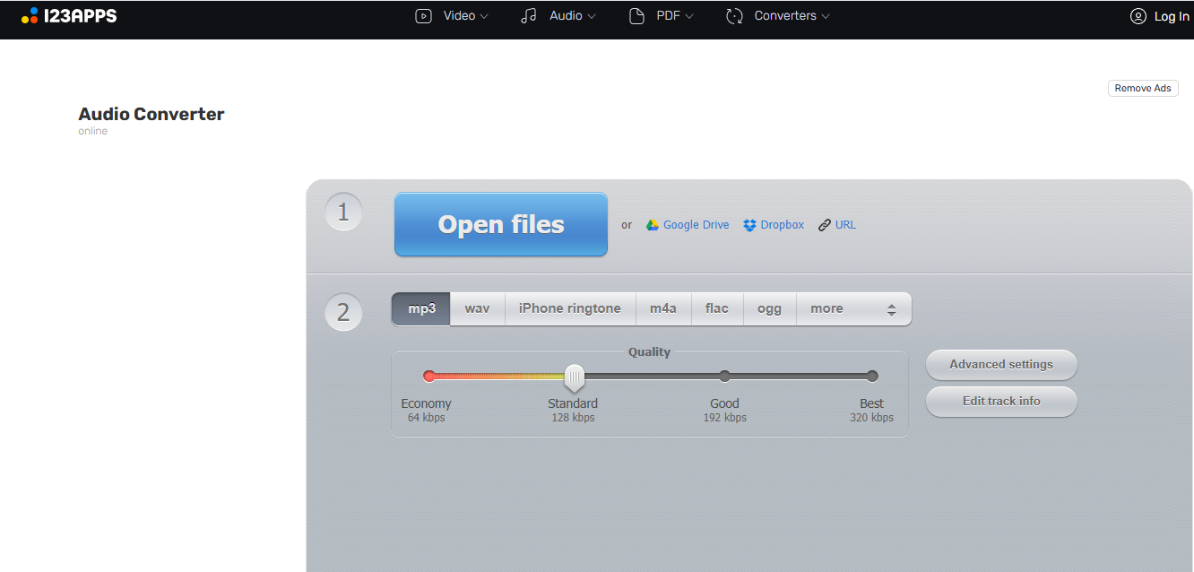 online audio converter screenshot