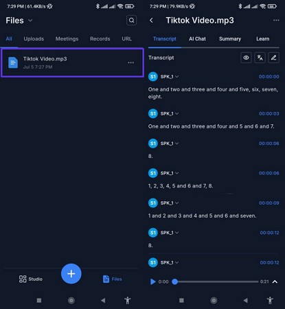 transcription tiktok video generated