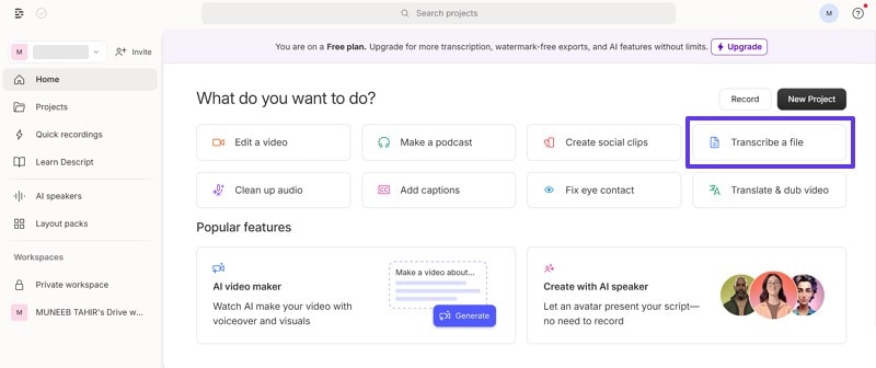 transcribe tiktok video descript