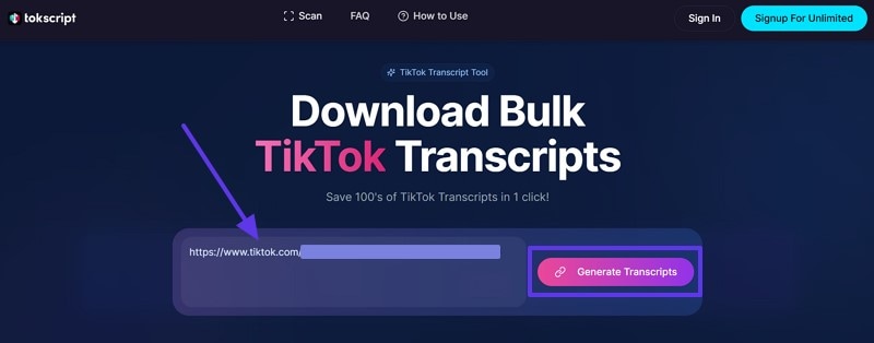 tokscript transcribe tiktok videos text free