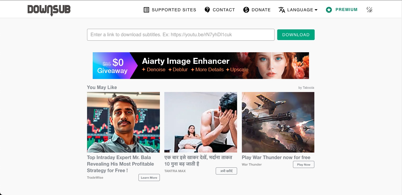 downsub homepage