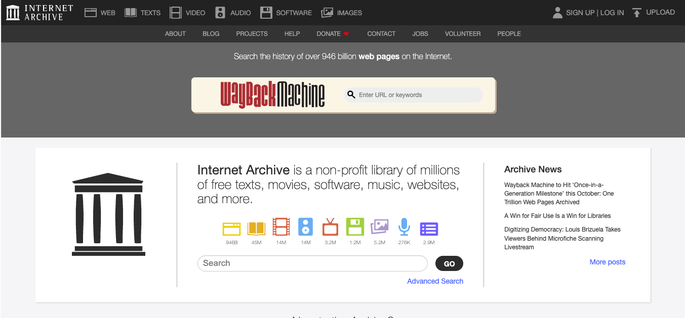internet archive homepage