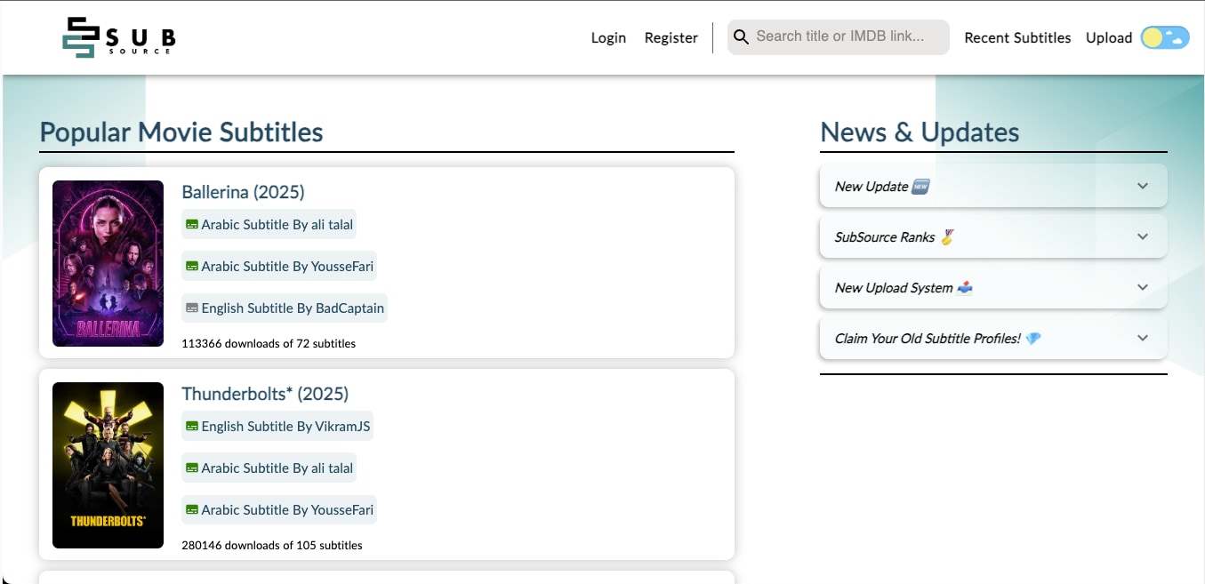 subsource homepage