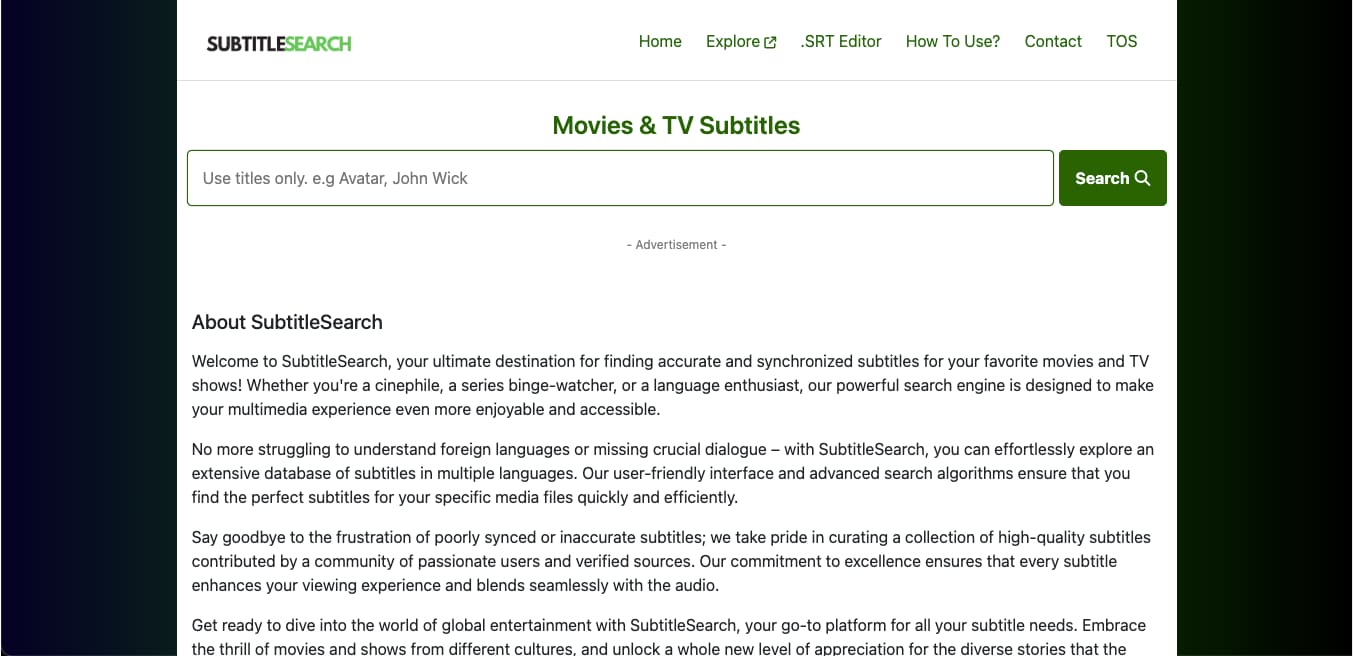 subtitlesearch homepage