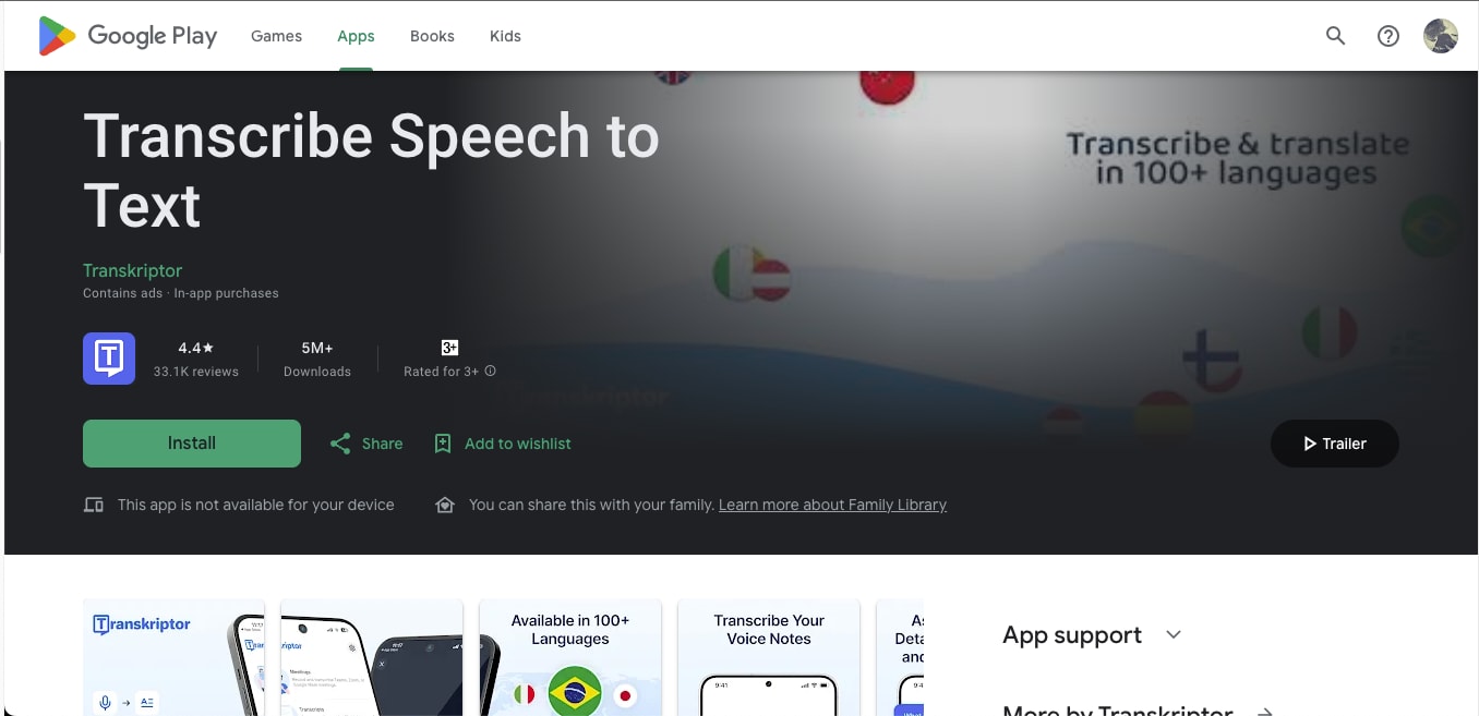 transkriptor android app