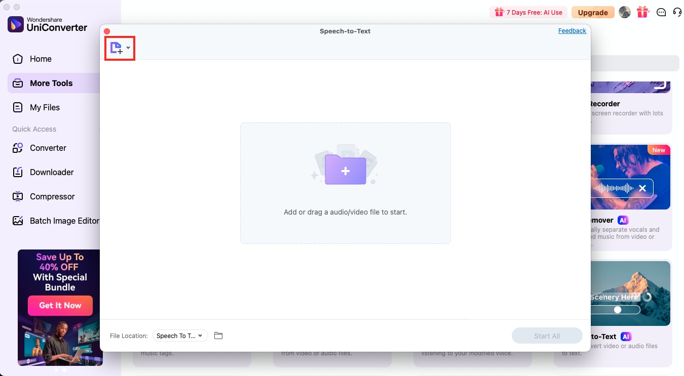 uniconverter import audio file
