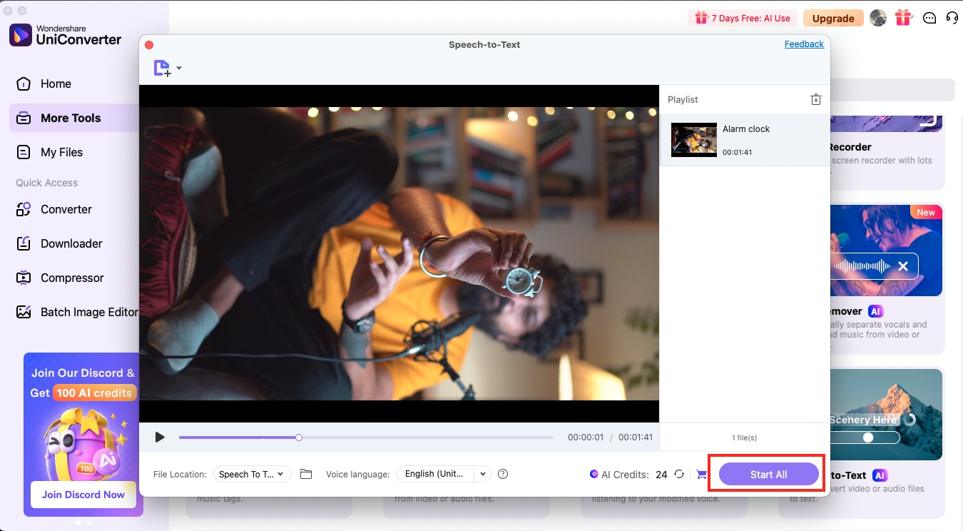 uniconverter export instagram transcript
