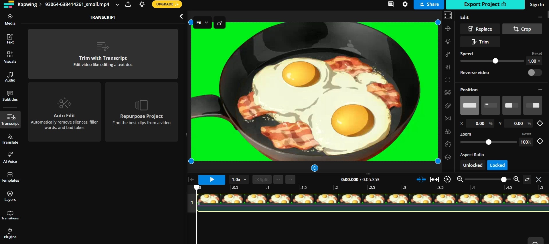 kapwing transcribe facebook videos